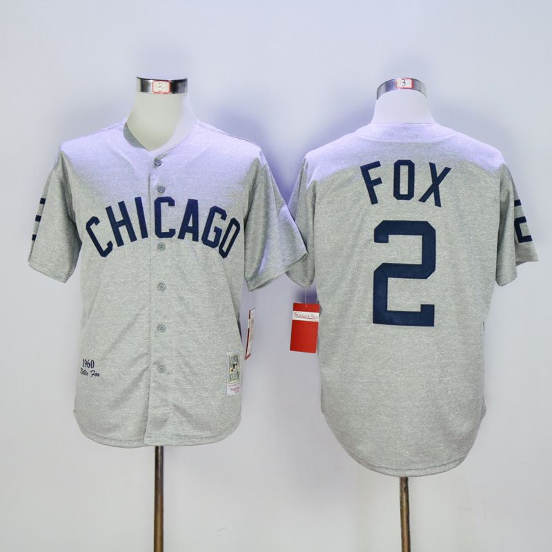 Men Chicago White Sox 2 Fox Grey Throwback 1960 MLB Jerseys